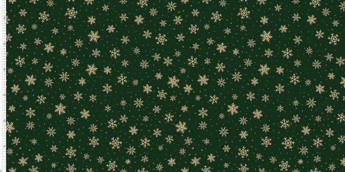 2301958 - Materialy i tkaniny - sniezki5cm - zielony - 1340x670mm - j45 - oxford wzór złote śnieżynki i kropki na butelkowej zieleni.jpg